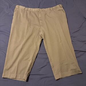 George Foreman Pants Men 58R 58X26 Gray Chino Comfort Zone Pleated Flat Front